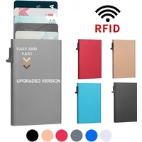 Mini RFID Blocking ID Credit Card Holder Business Thin Slim Aluminum Men's Women's Wallet Automatic Pop Up Bank Card Case Purse