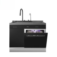 Smart Integrated Dishwasher Ultrasonic Sink with Flying Rain Faucet - 12 Sets Household Automatic Disinfection Machine