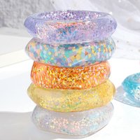 New Trendy Star Sequin Square Acrylic Bangle for Women Statement Resin Irregular Cuff Wide Bracelet Valentine's Day Jewelry Gift
