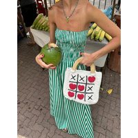 ByeMyLove Green Stripes Summer Maxi Dress Women Tube Long Beach Dress Off Shoulder Backless Casual Fashion Stripe Summer Dress