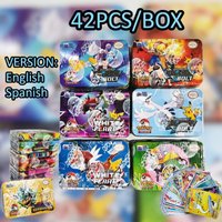 Black Bolt White Flare Mega Evolution Pokemon Cards 42PCS Tin Box | Spanish English Bilingual | Collectible Gift for Children