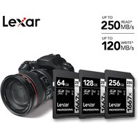 Lexar Professional 1667x 64GB 128GB 256GB SDXC UHS-II V60 Class 10 Heavy Duty Memory Card up to 250MB/s 4K for DSLR camera