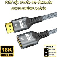 16K DisplayPort Male to Female Extension Cable DisplayPort 2.1 to DP 54Gbps 16K@30Hz 8K@60Hz For PC TV Laptop Monitor Projector
