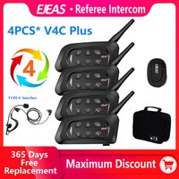 EJEAS 4PCS V4C PLUS Football Referee Intercom Headset 1500M Full Duplex Bluetooth Headphone Conference Interphone + Handbag image 3