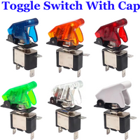 Auto Car Boat Truck 12V LED Toggle Switch Light Illuminated 3pin ON Off 20A with Safety Aircraft Flip Up Cover Guard Red Green