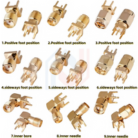 10 Stück/Los SMA-Buchse auf SMA-Stecker-Adapter, zum Löten, für Leiterplattenmontage, gerade oder rechtwinklig, HF-Kupferstecker, Buchse