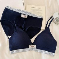 Hot Sale Summer Sweet Modal Cotton Bra Set Ladies Wirefree Support Lift Gathering Anti-Sagging Large Cup Slim Soft Daily Wear