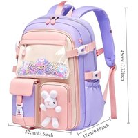 School Bag Oxford Cloth Polyester Waterproof Cute Cartoon Backpack Girls Spine Protection Rucksack Daily Campus Commuting Bag