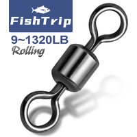FishTrip Rolling Barrel Swivels 100Pack Fishing Swivels Saltwater Swivels Fishing Tackles Stainless Steel Swivels Black Nickel