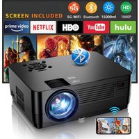 5G WiFi Bluetooth Native 1080P Screen Full HD 18000LM Movie Projector 100" Display Home Theater Compatible with Phone/TV Stick