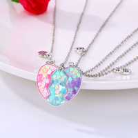 Winoneday 3Pcs/set Peach Sequin Broken Heart Best Friend Pendant Necklace for Women Fashion Friendship Gifts