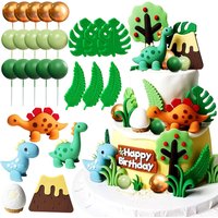 Luxury Little Dinosaur Cake Decorations Dinosaur Cupcake Topper Green Rex Three Dino Cake Toppers for Birthday Baby Shower Party