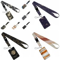 CX Animation Moon Starry Sky Lanyard Credit Card ID Holder Bag for Students Women Travel Card Cover Badge Car Keychain