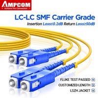 AMPCOM SC to SC UPC Fiber Optical Patch Cable Singlemode Duplex SMF 9/125μm Single Mode Bend Insensitive Fiber Optic Cord