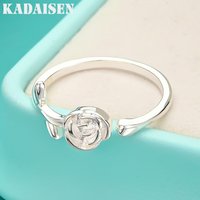 925 Sterling Silver A Rose Flower Ring For Women Wedding Engagement Party Fashion Jewelry