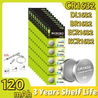 5-80PCS 3V CR1632 Battery CR 1632 Lithium Battery DL1632 BR1632 KCR1632 ECR1632 For Car Remote Control Watch Button Coin Cells
