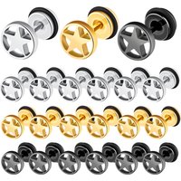 1-5 Pair Punk Star Cute Black Stainless Steel Piercing Stud Earring for Woman Male Party Romantic Jewelry Gift Accessories Trend