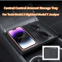 Central Control Armrest Storage Tray for Tesla Model 3 Highland Model Y Juniper 2025 Storage Box Organizer Car Interior Accessor