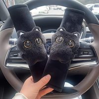 Soft Plush Black Cat Car Seatbelt Shoulder Pad Universal Strap Cover for Comfort And Protection on City And Highway Travel