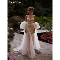 Luxury Embroidery Beaded Mermaid Long Wedding Dress With 3D Flower Shawl Lace Appliques Bridal Gown Customized Dresses For Bride