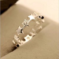925 Sterling Silver Jewelry Fashion Small Fresh Stars Crystal Prevention Simple Beautiful Opening Rings