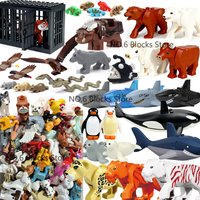 Wildlife Animals Building Blocks MOC Tiger Lion Elephant Bear Shark Eagle Wolf Model Kit DIY Educational Toys Gifts For Kids S11