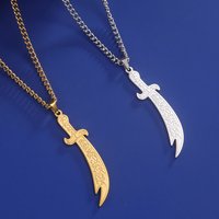 Dawapara Imam Ali Zulfiqar Sword Necklace Muslim Islamic Necklace Arabic Calligraphy Pendant Stainless Steel Men Jewelry