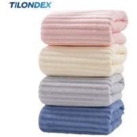 TILONDEX 1PC 30x60cm Striped Coral Fleece Hand Towels Super Soft Absorbent Quick-Dry for Bathroom Kitchen Daily Use