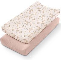 2PCS Baby Changing Pad Cover Muslin Soft Breathable Cotton Diaper Changing Table Pad Cover Sheets for Newborn Girls and Boys