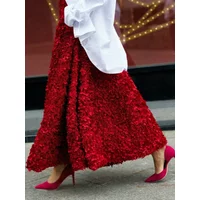 Wolfeel Winter Autumn Women's Fashion Chic Long Petal Skirt Design Inspired Evening Gown Elegant Lady Unique High Waisted Skirt