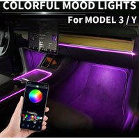 Center Console Dashboard Neon Light Tubes For Tesla Model 3 Y 2021 2022 RGB Interior Ambient LED Strip Lights App Controller