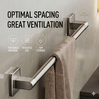 Self Adhesive Cream Bathroom Towel Rack Wall Mounted Storage Rail No Drilling Aluminum Horizontal Bar Towel Holder Kitchen Hooks