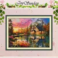 Mountain Cabin Patterns Counted Cross Stitch Set DIY 11CT 14CT 16CT HD Stamped DMC Cross-stitch Kit Embroidery Needlework Crafts
