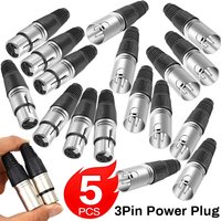1-5PCS XLR connector 3 pin Jack Plug Microphone Cable Connector Male Female Nickel Housing Silver Contacts Mic Connector