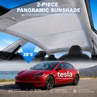 Sonnenschutz für 2024-2026 Tesla Model 3 Highland / Model Y Juniper, UPF80+ UV-Schutz Wärmeisolierung Sonnenschutzvorhang, Faltbarer Bohrerfreier Sichtschutz-Fenster-Sonnenblenden-Zubehör