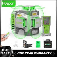 Huepar 12 Lines 3D Laser Level High Accuracy ±2mm/10m Self-leveling Green Beam 360°Cross Line Laser Tools With Li-ion Battery