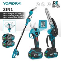 YOFIDRA Bürstenlose Teleskop-Elektrokettensäge 8 Zoll 32MM Schere Hochleistungs-Gartenpflegewerkzeug für Makita 18-21V Akku
