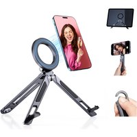 Magnetic Tripod for iPhone iPad 3 in 1 Portable Phone Stand with Carabiner for Travel Gym Selfie Stick Strong Magnet Quick
