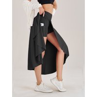Summer Women Golf Tennis Dance Fitness Long Skirts Quick Drying Solid Female Lining High Waist Long Skirts Shorts