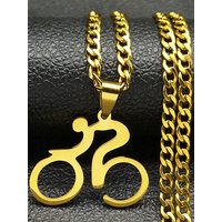 AliExpress AFAWA Trendy Bike Cycling Pendant Necklace for Women Men Stainless Steel Gold Color Bicycle Sports Necklaces Jewelry collar N680S06