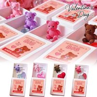 Valentine‘s Love Keepsake Gift Box Resin Pocket Hug Bear with Heart Sparkle Decorations Romantic Memento Collection