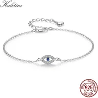 KALETINE Lucky Evil Eye Bracelet 925 Sterling Silver Bracelets for Women Blue Stone CZ Turkey Adjustable Men Jewelry KLTB099