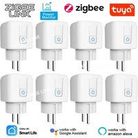 Tuya Zigbee Smart Plug EU 16A/20A Smart Socket With Power Monitor Timing Voice Control Works Whit Alexa Google Home Alice