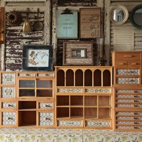 Antique Style Wooden Drawer Case for Stamp Storage, Multi-Layered Desk Organizer and Atmosphere Decor Piece for Office