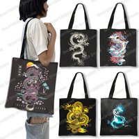 Gothic Asian Dragon Tote Bag Women Punk Handbag Girls Harajuku Shoulder Bags for Travel Female Large Capacity Shopping Bag