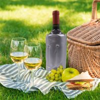 Insulated Wine Cooler Sleeve Silver Finish 33cm x 18cm with Sleeve & Refrigerant Gel Iceless Chiller for Champagne Beer Tequila