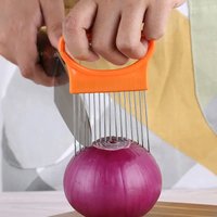 Stainless Steel Onion Holder Meat Tenderizer Needle Vegetable Fruit Slicer Fixer Multipurpose Kitchen Tool