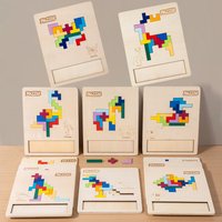 Wooden Animal Tetris Puzzle - Multi-Theme With Irregular Pieces Suitable For Children's Spatial Reasoning And Problem-Solving