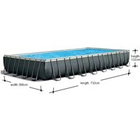 732x366x132cm Frame-supported Swimming Pool Rectangular Pool Suitable for 1-18 People for Family Outdoor Water Activities