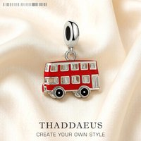Red London Bus Charm Pendant 925 Sterling Silver Trendy Gift For Women Men Jewelry
